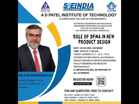 National Webinar on &quot;Role of DFMA in New Product Design&quot;