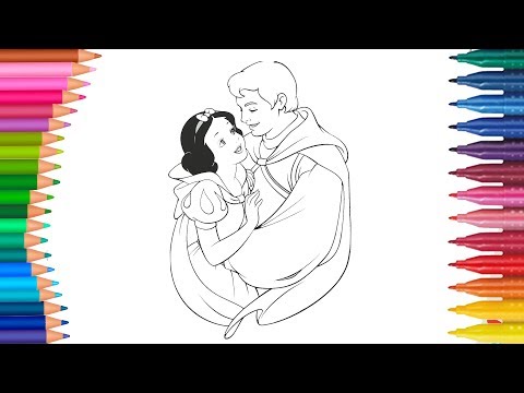 Biancaneve e Principe per bambini - Come disegnare e colorare - Piccole Mani Libro Da Colorare